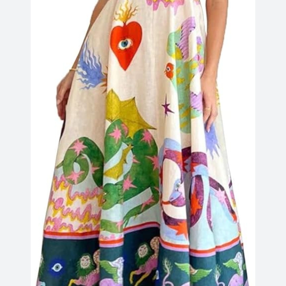 Boutique 9 Cream and Red A-Line Maxi Dress